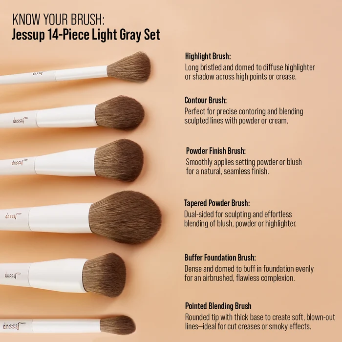 JESSUP BEAUTY Jessup Beauty 14pcs Light Gray Comprehensive Collection - Image 4